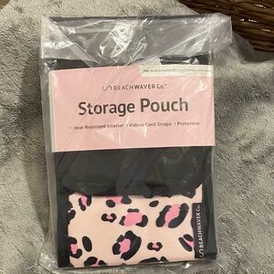 The Beachwaver Co. Pink Leopard Storage Pouch Geart for styling tools.